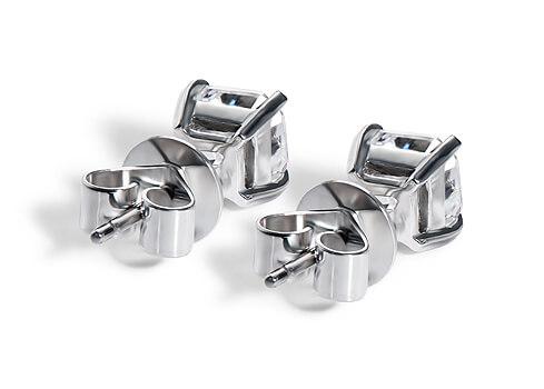 Asscher Diamond Stud Earrings in White Gold