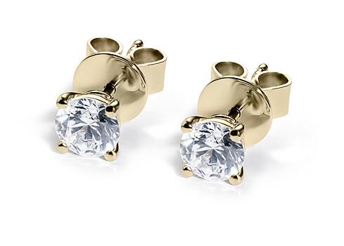 Round Diamond Stud Earrings in Yellow Gold