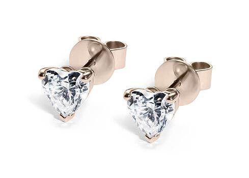 Heart Diamond Stud Earrings in Rose Gold