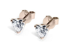 Heart Diamond Stud Earrings in Rose Gold