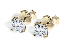 Asscher Diamond Stud Earrings in Yellow Gold