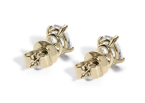 Oval Diamond Stud Earrings in Yellow Gold