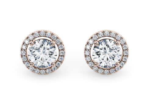 Round Diamond Stud Earrings in Rose Gold