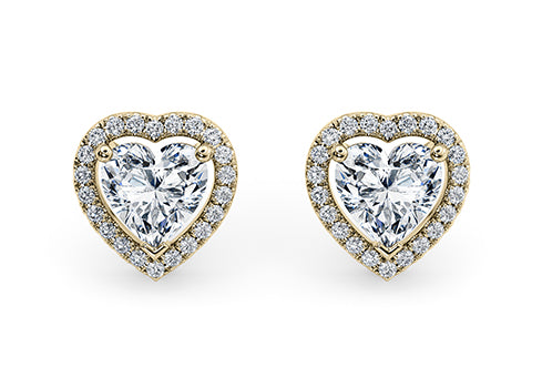 Heart Diamond Stud Earrings in Yellow Gold