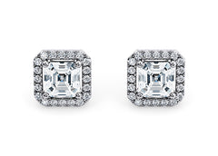 Asscher Diamond Stud Earrings in Platinum