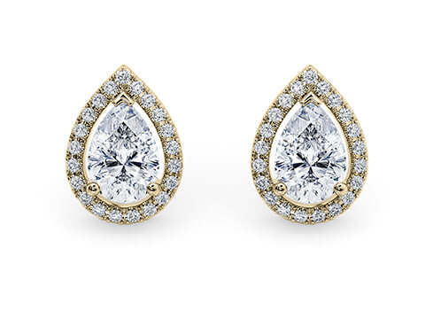 Pear Diamond Stud Earrings in Yellow Gold