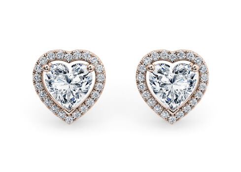 Heart Diamond Stud Earrings in Rose Gold