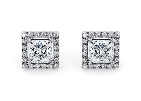 Princess Diamond Stud Earrings in White Gold