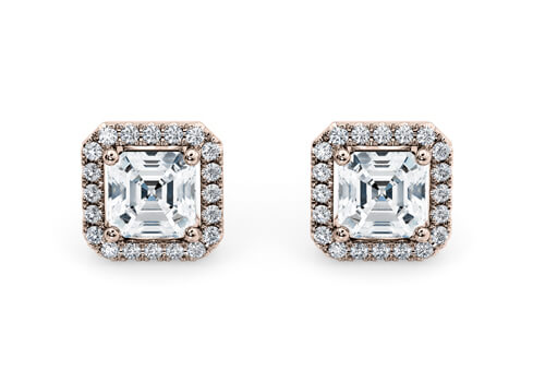Asscher Diamond Stud Earrings in Rose Gold