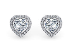 Heart Diamond Stud Earrings in White Gold