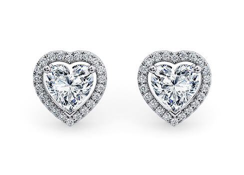 Heart Diamond Stud Earrings in Platinum
