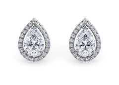 Pear Diamond Stud Earrings in White Gold