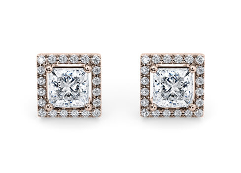 Princess Diamond Stud Earrings in Rose Gold