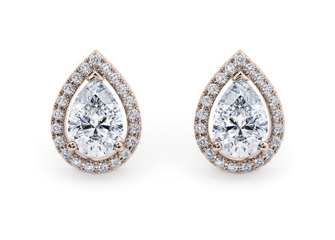 Pear Diamond Stud Earrings in Rose Gold