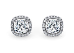 Cushion Diamond Stud Earrings in Platinum