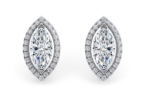 Marquise Diamond Stud Earrings in White Gold