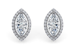 Marquise Diamond Stud Earrings in White Gold