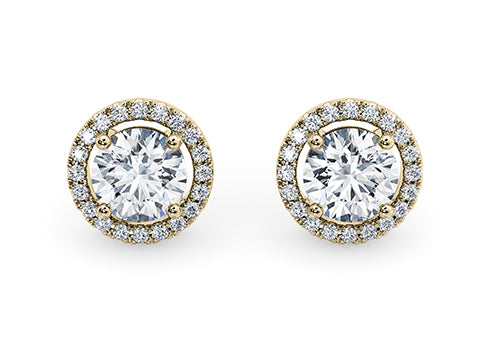 Round Diamond Stud Earrings in Yellow Gold