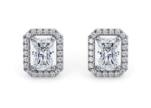 Radiant Diamond Stud Earrings in Platinum