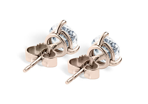Round Diamond Stud Earrings in Rose Gold