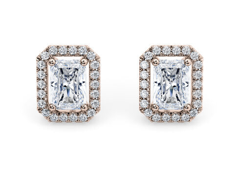 Radiant Diamond Stud Earrings in Rose Gold