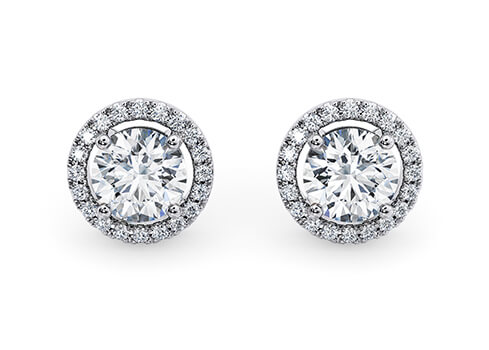 Round Diamond Stud Earrings in White Gold