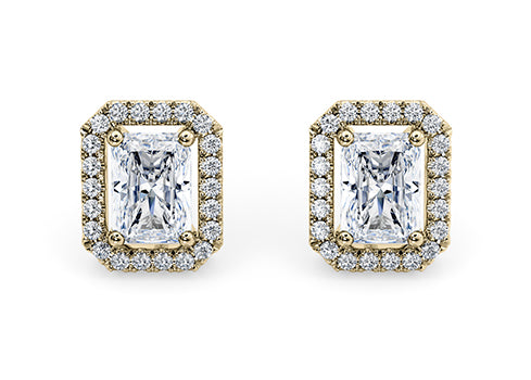 Radiant Diamond Stud Earrings in Yellow Gold
