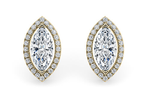 Marquise Diamond Stud Earrings in Yellow Gold