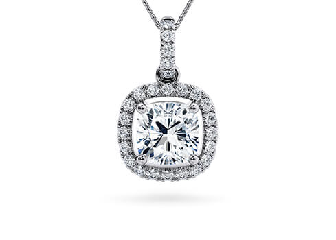 Cushion Diamond Pendant in Platinum