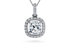 Cushion Diamond Pendant in White Gold