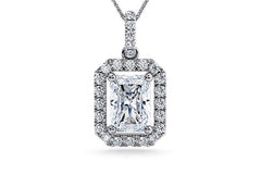 Radiant Diamond Pendant in White Gold