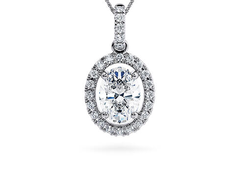 Oval Diamond Pendant in White Gold