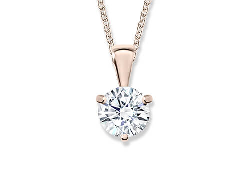Round Diamond Pendant in Rose Gold