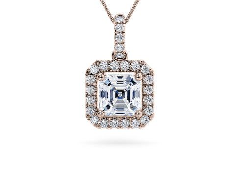 Asscher Diamond Pendant in Rose Gold