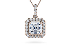 Asscher Diamond Pendant in Rose Gold