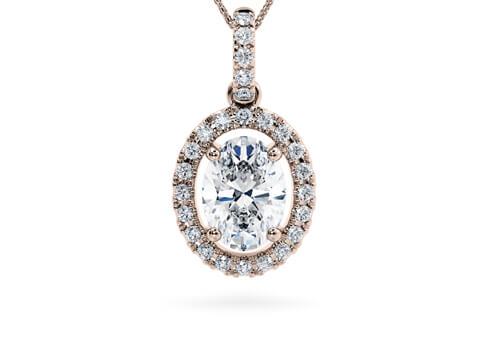 Oval Diamond Pendant in Rose Gold