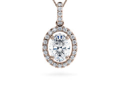 Oval Diamond Pendant in Rose Gold