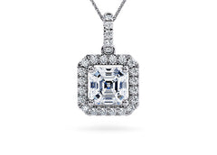 Asscher Diamond Pendant in White Gold