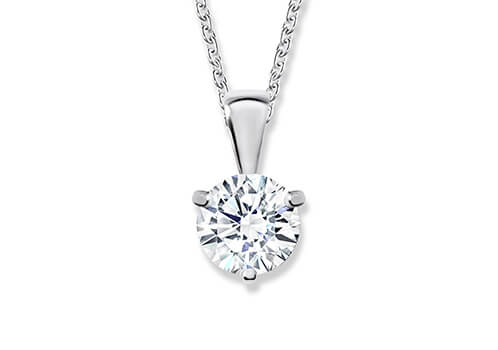 Round Diamond Pendant in White Gold