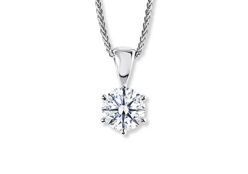 Round Diamond Pendant in White Gold