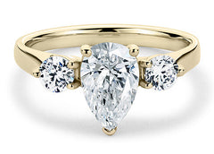 Angela - Pear - Natural Diamond Trilogy Engagement Ring