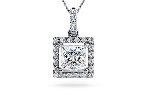 Princess Diamond Pendant in White Gold