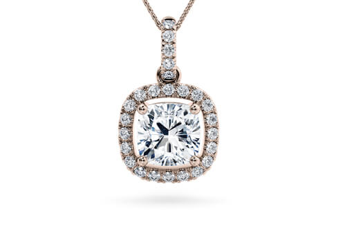 Cushion Diamond Pendant in Rose Gold