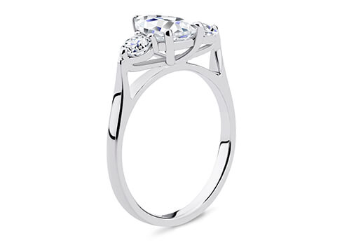 Angela - Pear - Natural Diamond Trilogy Engagement Ring