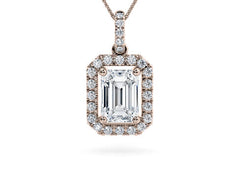 Emerald Diamond Pendant in Rose Gold