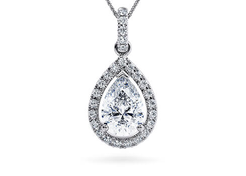 Pear Diamond Pendant in White Gold