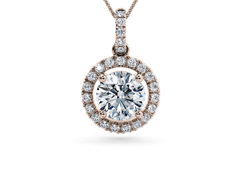 Round Diamond Pendant in Rose Gold