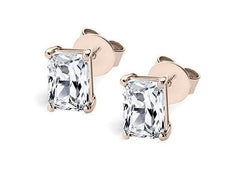 Radiant Diamond Stud Earrings in Rose Gold
