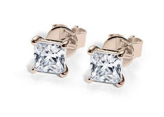 Princess Diamond Stud Earrings in Rose Gold