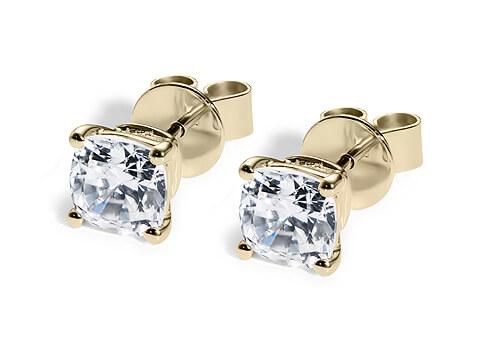 Cushion Diamond Stud Earrings in Yellow Gold